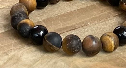 Matte TigerEye and Black Jasper Men's Bracelet
