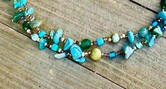 Turquoise &  Green Double Stand Necklace